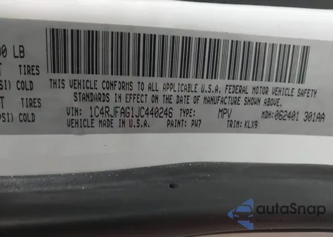 2018 Jeep Grand Cherokee Altitude 4X4 z USA, uszkodzony, nr VIN 1C4RJFAG1JC440246